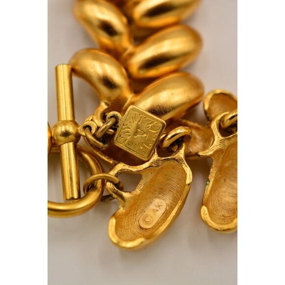 Anne Klein Vintage Chunky Collar Necklace Heavy Brushed Gold Satin Signed BinY - Picture 11 of 12